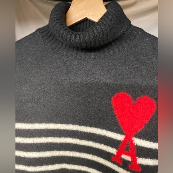 AMI Alexandre Mattiussi De Couer Virgin Wool Turtleneck Sweater S - Picture 12 of 12